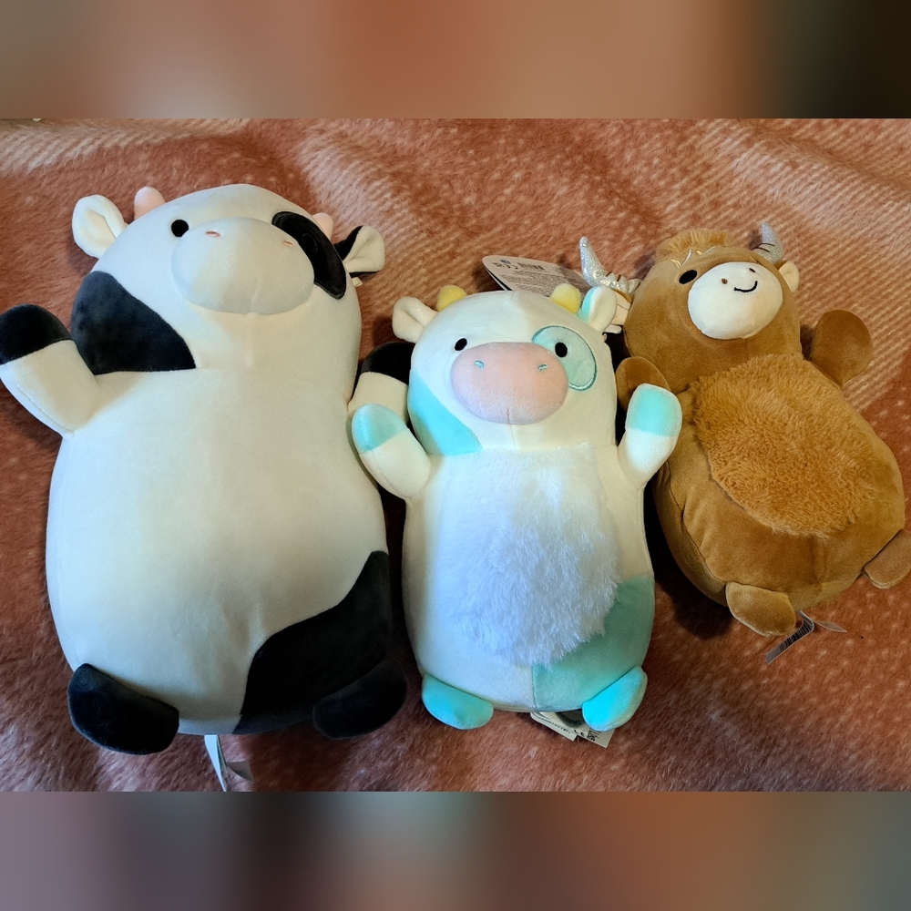 Belana, Conner and Wilfred 3 cow  squishmallow bundle.